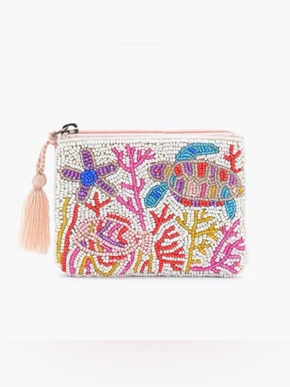 America & Beyond Beaded Ocean Turtle Coin Pouch in Multicolor